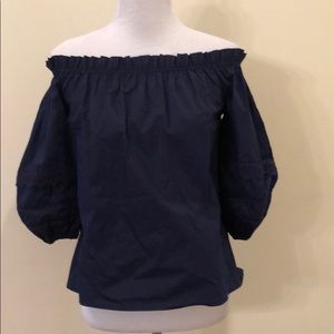 Soprano Navy Off Shoulder Blouse